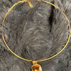 Monet Gold tone  Necklace with Tigers Eye pendant